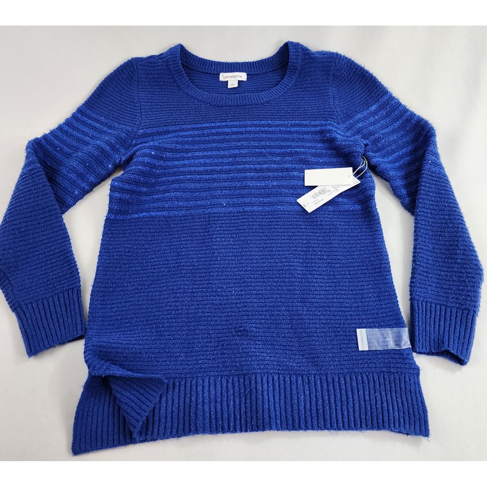 Liz Claiborne Sweater Womens Large Blue Crew Neck Pullover 336553 814-1502 NEW